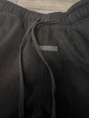 Essentials Black Elastic Waist Sweatpants with Drawcord